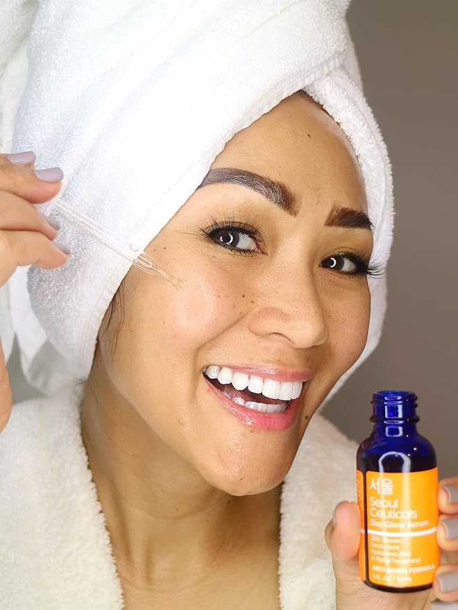 Korean Vitamin C Serum + 97.5% Snail Mucin Eye Cream Set for Glowing Skin & Youthful Eyes