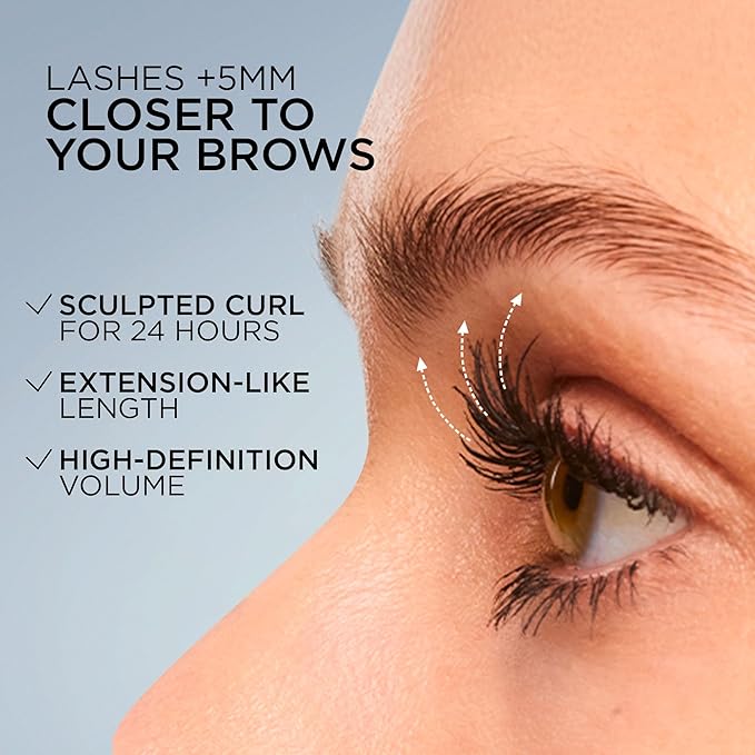 L'Oreal Paris Extensionist Mascara, Lengthening, Volumizing, and Curling Formula For a Lash Extension Eye Makeup Look, Washable Black