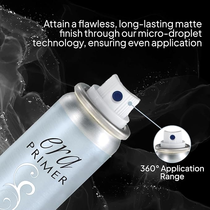 ERA Beauty Essentials Airbrush Makeup Collection (Era Face spray on Foundation - R9 Chestnut + Era Primer + Sponge)