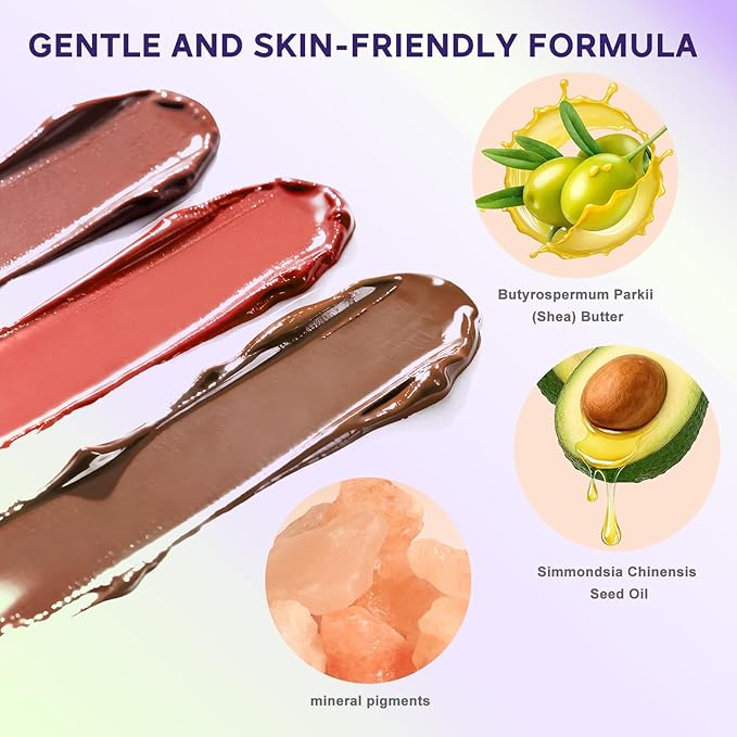 Glam Code Tinted Lip Balm Trio, Moisturizing Lipstick with Shea Butter, Hydrating Lip Makeup Set for Women & Girls, Vegan Formula, Cream Finish, Cruelty-free (3-Count, 02)