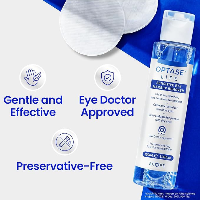 Optase Life Sensitive Eye Makeup Remover – Gentle & Effective for All Skin Types - Breakthrough Innovation vs Traditional Micellar Water - 100ml