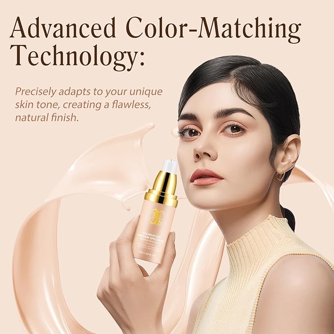 Color Changing Foundation Concealer Cover Cream Liquid Base Flawless Full Coverage Natural Foundation Makeup Moisturizing Fluid for All Skin SPF15 (#2, 30ml)