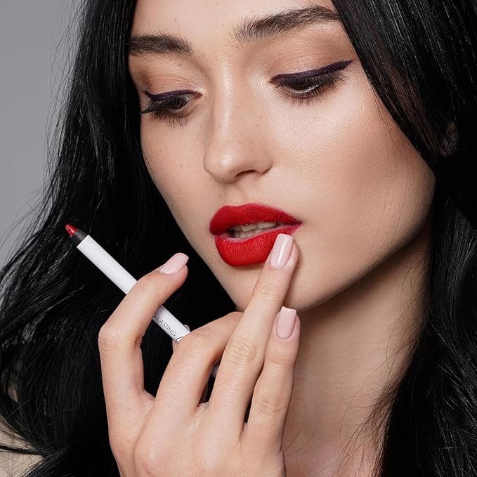 Lamel Matte Gel Lip Pencil – Waterproof, Long Lasting, High Pigment & Sharpenable – Creamy Texture for Smooth Finish – Dark Red, Vegan - Vegan, Ruby red - N.411