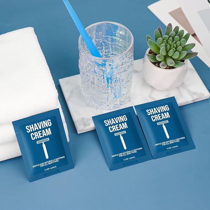 Shaving Cream Bulk Travel 8ml/0.28fl oz,Disposable Shaving Cream in Bulk Travel Shave Cream for Hotel Homeless （White Tea，Pack of 100)