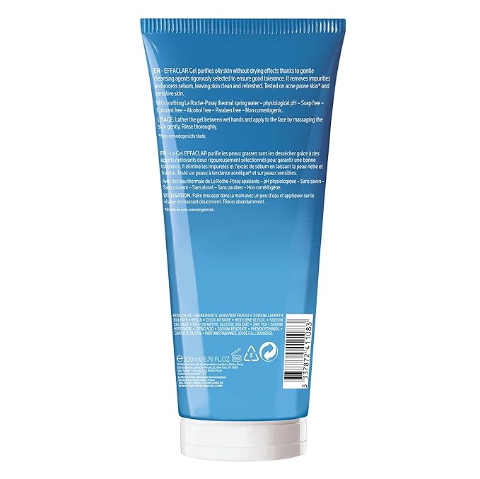 La Roche-Posay Effaclar Purifying Foaming Gel Cleanser for Oily Skin, With Zinc Pidolate To Remove Excess Oil & Shine, Alcohol Free & Oil Free, Face Wash For Oily Skin, Sensitive Skin Tested