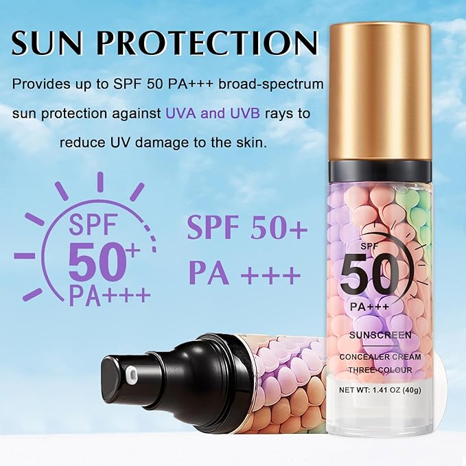 3 in 1 Primer for Face Before Makeup, SPF 50 PA+++, One Step Color Correcting Makeup Face Primer, Oil Control Moisturizing Sunscreen Makeup Color Corrector Facial Serum Radiance Skin