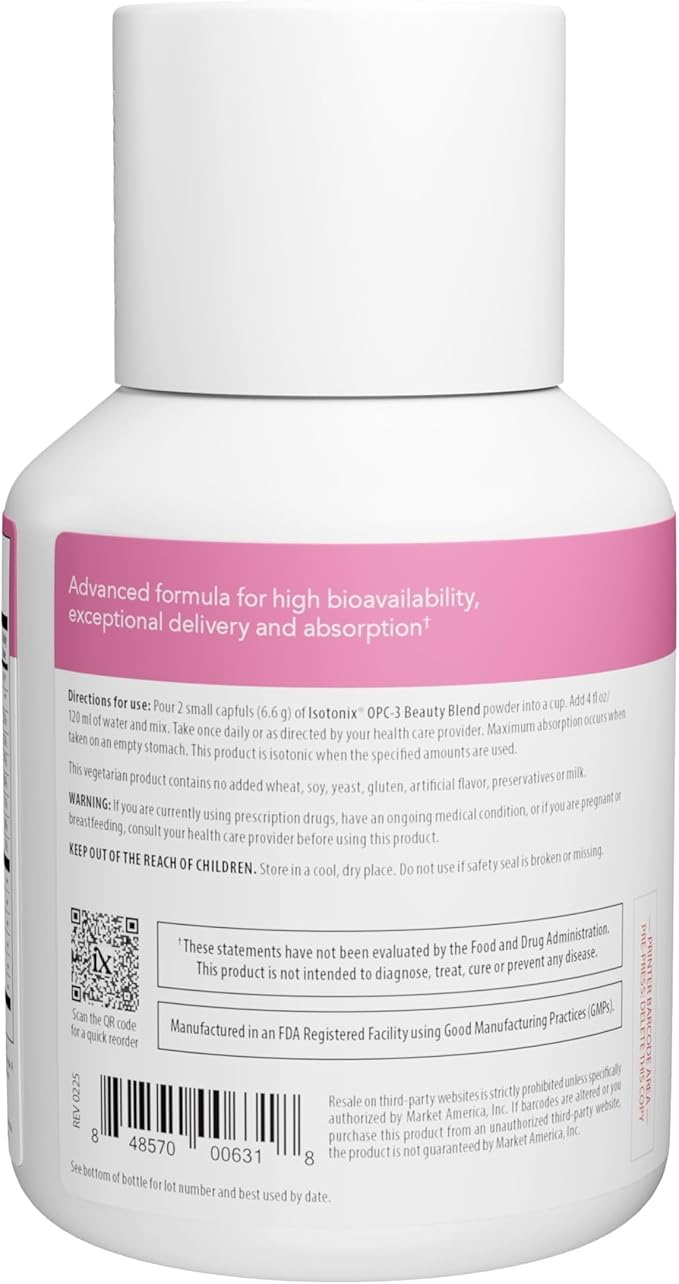 Isotonix OPC-3 Beauty Blend – Pycnogenol, Grape Seed & Hyaluronic Acid for Skin Hydration, Elasticity & Collagen Support, Isotonic Powder, Vegetarian, 90 Servings