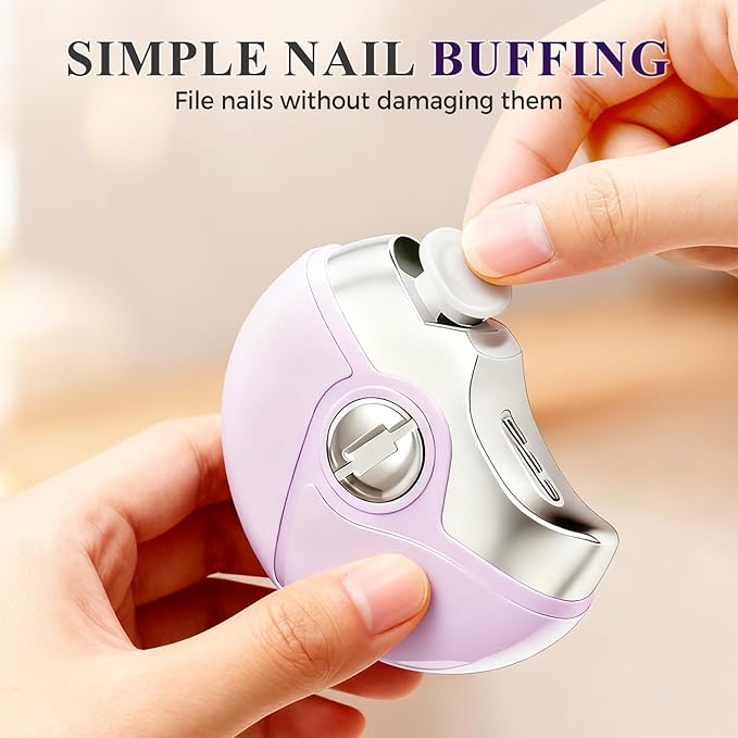 2 in 1 Electric Polishing Automatic Nail Clippers, 2026 Upgraded Electric Nail Trimmer Electric Nail Clipper with 2 Adjustable Speeds, Nail Trimmer for Seniors, Adults (Purple)
