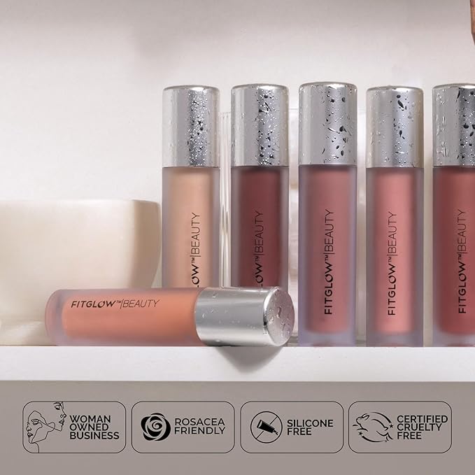 FITGLOW Beauty Lip Colour Serum | Hydrating Lip Gloss | Plumping Anti-Aging Lip Treatment | Natural Shine with Pomegranate Sterols & Collagen | Buildable Color for Dry Chapped Lips | Root - 10g