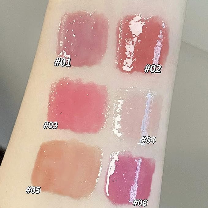 LuckNest 3 Colors Jelly Lipstick Gift Set, Tinted Heart Shape Lip Stain Lip Gloss, Mirror Hydrating Jelly Love Lipstick, Moisturizing Tinted Lip Balm, Vivid Color Glossy Lip Makeup for Girls (A)