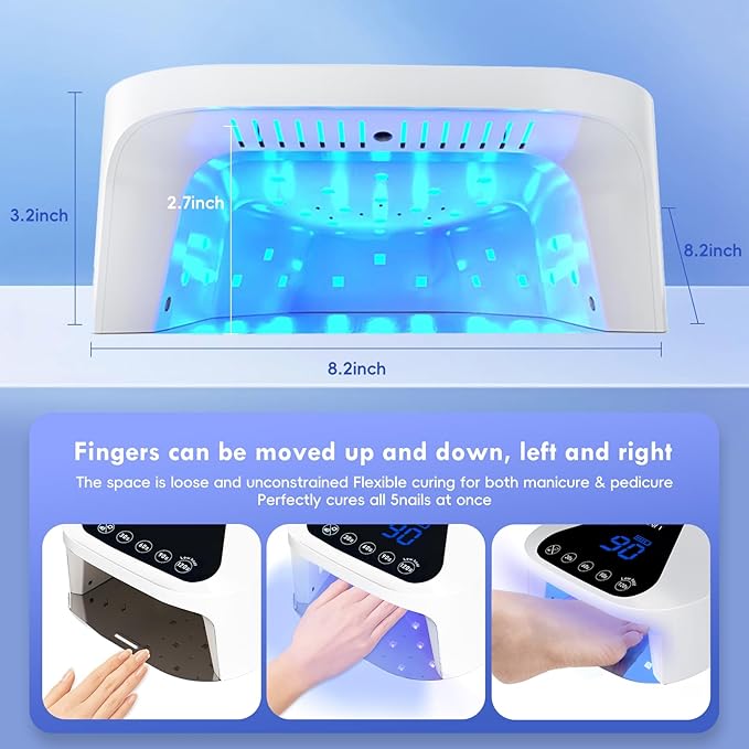 Okasiuv UV LED Nail Lamp with UV Gloves,Magnetic Metal Mirror Base Cordless Nail Dryer, Gel Polish Curing Light with 4 Timers,Touch Control Display,Auto Sensor for Professional Salon & Home