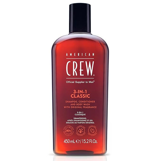 American Crew 3-in-1 Shampoo, Conditioner and Body Wash, Gift for Men, 15.2 fl oz