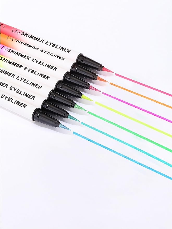 Metallic Neon Liquid Eyeliner, Glitter Neon Colored Eyeliners Pen, High Pigmented, Waterproof Smudge-Proof and Long-Lasting Metallic Eye Makeup for Halloween Christmas,Shimmer Yellow