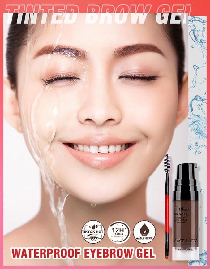SACE LADY 3D Eyebrow Gel Long Lasting 24 Hours Waterproof Smudge-proof Brow Cream Makeup Kit (ASH BROWN, 0.2Fl Oz)