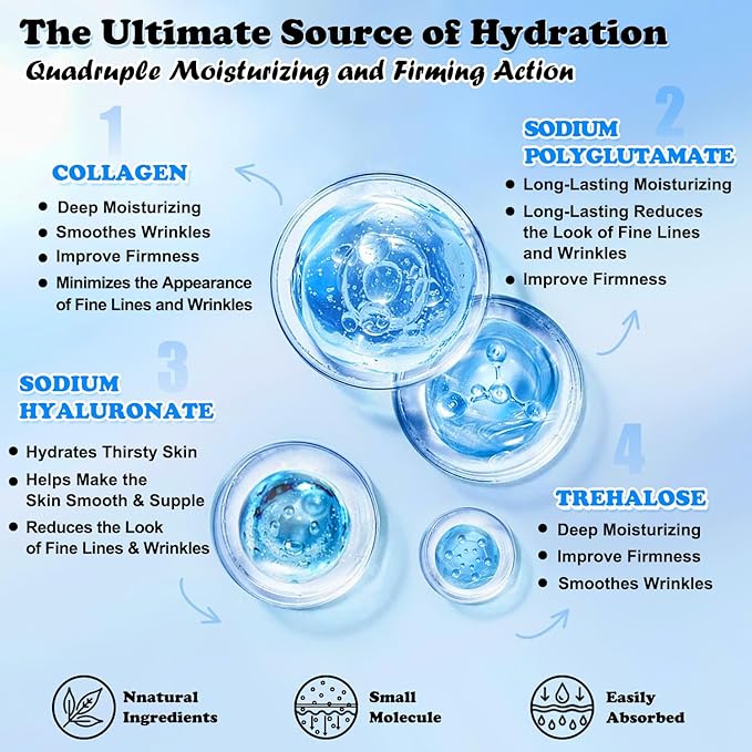 MISSEDSEN Collagen Face Mask with Hyaluronic Acid, Vitamin E Oil for Skin Care Hydrating, Moisturizing, Brightening & Anti Aging Face Masks Skincare for Oil, Dry, Acne, Sensitive All Skin Types 12PCS