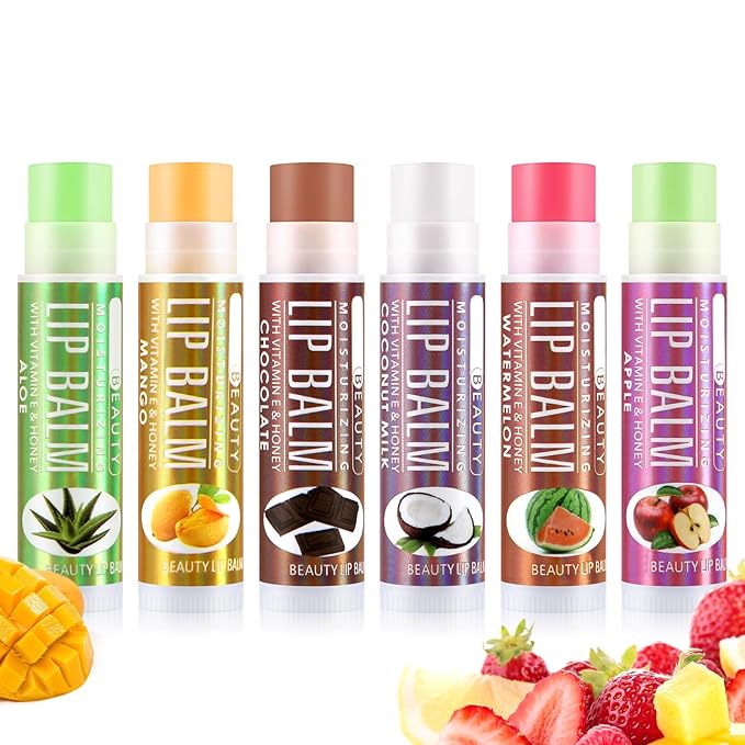 Boobeen Lip Balm Stick, Hydrating Lip Balm Cream for Dry Cracked Lips, Moisturizing Colorless Lipstick for Lip Care Soothing and Fade lip lines, 6 Pack