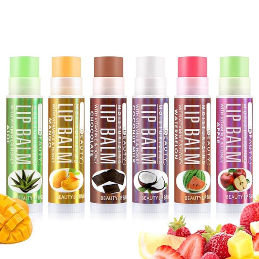 Boobeen Lip Balm Stick, Hydrating Lip Balm Cream for Dry Cracked Lips, Moisturizing Colorless Lipstick for Lip Care Soothing and Fade lip lines, 6 Pack