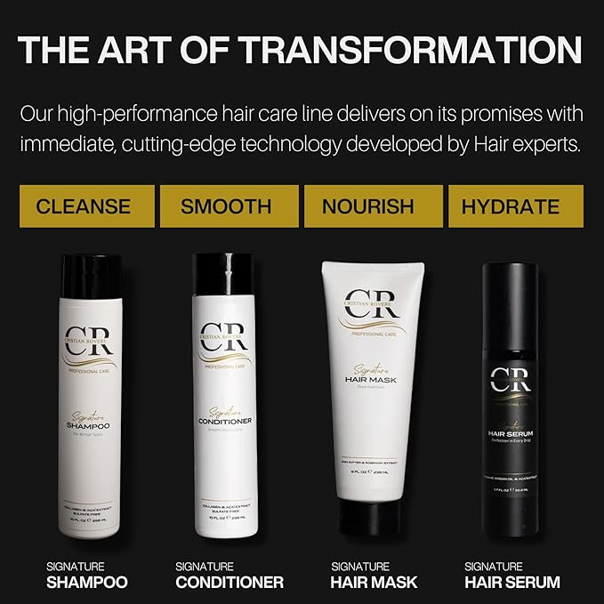 Cristian Rovere - Signature Shampoo - Infused With Collagen, Acai Extract & Organic Argan Oil - Sulfate Free & Paraben Free for All Hair Types - Strengthening & Hydrating Shampoo - 10 Fl Oz