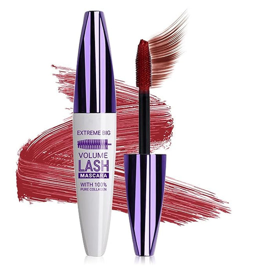 Burgundy Mascara for Eyelashes,5D Colored Mascara Volume and Length Waterproof,Natural Curling for Women Eye Makeup