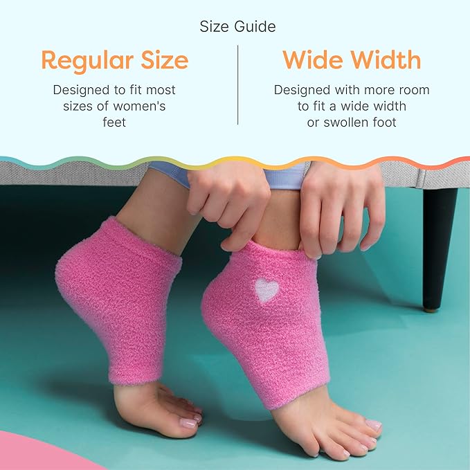 ZenToes Moisturizing Socks for Cracked Heel Treatment, Vitamin E, Olive Oil and Jojoba Oil Infused Heel Socks, Galentines Day Gifts, Self Care Gifts for Women (Pink with White Heart, Regular)