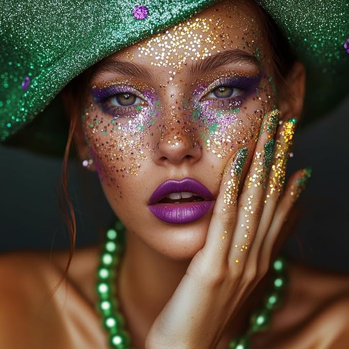 Mysense Green Body Glitter Stick, Christmas Face Hair Glitter, Stocking Stuffers, Festival Rave Outfit for Women, St Patricks Day Accessories, Sparkling Mermaid Sequins Chunky Glitter Makeup, 0.56oz