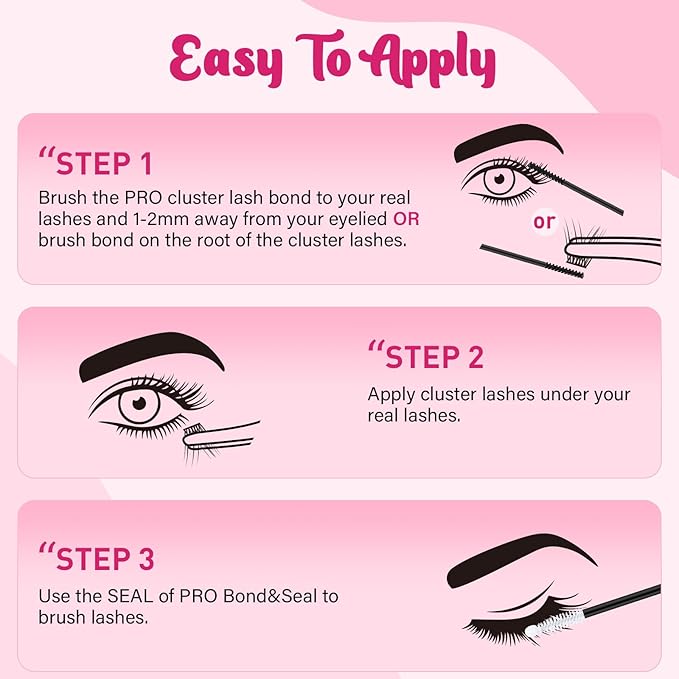 Lash Bond and Seal Waterproof Bond and Seal Cluster Lash Glue & Seal for Lash Clusters Aftercare Sealant Super Strong Hold Long Time（Black Bond & Sealer)