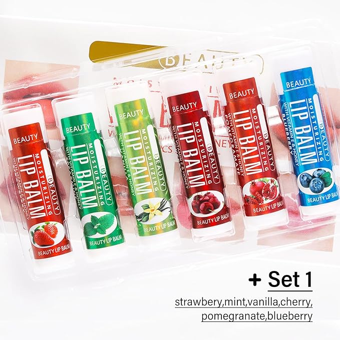 Boobeen Lip Balm Stick, Hydrating Lip Balm Cream for Dry Cracked Lips, Moisturizing Colorless Lipstick for Lip Care Soothing and Fade lip lines, 6 Pack