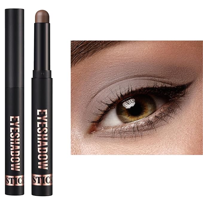 Gray Brown Matte Eyeshadow Stick Makeup,Matte Cream Eye Shadow Pencil,High Pigmented Crease proof Glitter Eye Shadow Brightener Stick,Waterproof Long Lasting Eye Highlighter Crayon Eyeliner