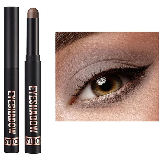 Gray Brown Matte Eyeshadow Stick Makeup,Matte Cream Eye Shadow Pencil,High Pigmented Crease proof Glitter Eye Shadow Brightener Stick,Waterproof Long Lasting Eye Highlighter Crayon Eyeliner