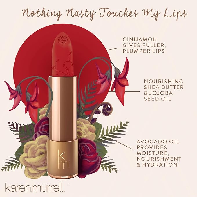 Karen Murrell - Natural Lip Stick - Lipstick 20 True Love - Dark Red Lipstick - 100% Natural Ingredients, Moisturizes & Hydrates Lips - Paraben & Cruelty Free
