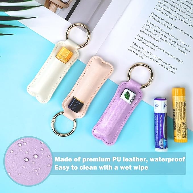 WK IEASON Lip Balm Holder for Chapstick Lipstick Sleeve Keychain,Small Christmas Gifts Stocking Stuffers for Teen Girls Women