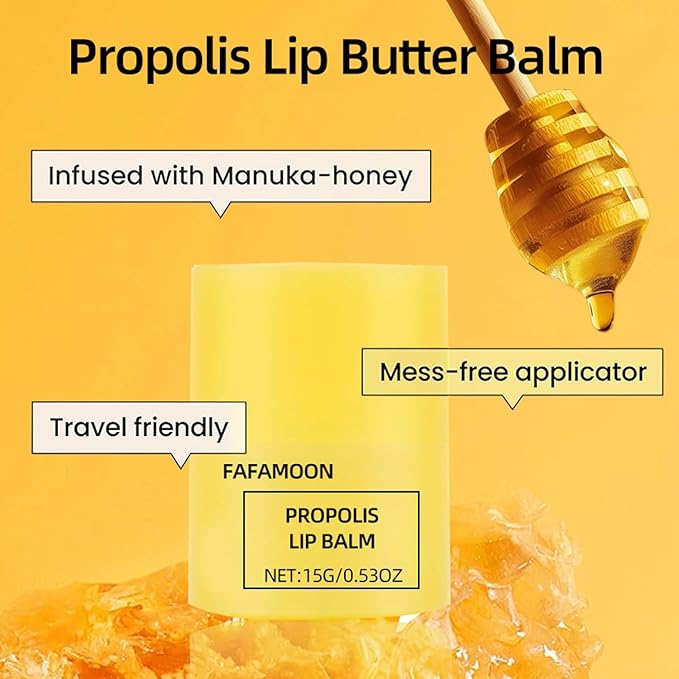 Dulele Honey Lip Butter, Moisturizing Propolis Lip Balm, Overnight Lip Mask Treatment Balm, Hygienic Twist Dispenser, Hydrating Sleeping Lip Mask for Chapped Dry Lips Care - Gentle Exfoliation(2pcs)