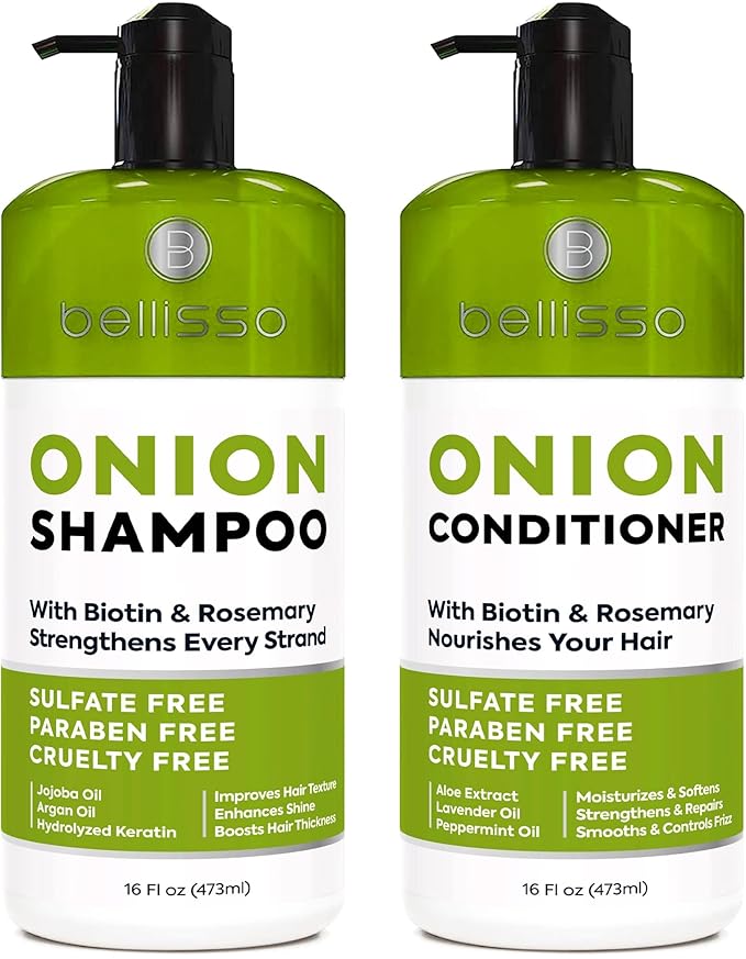 Onion Shampoo and Conditioner Set - With Rosemary and Biotin - Thickening Products for Women and Men - Volumizing Salon Grade Formula for Thinning Hair Care - Hydrating, Moisturizing and Sulfate Free