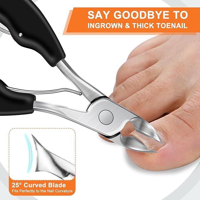 Toenail Clippers for Thick Toenails, DRMODE Heavy Duty Toe Nail Clippers for Thick Ingrown Nails for Seniors with Wide Opening, Professional Fingernail Clipper Nail Cutter Trimmer for Men with Catcher