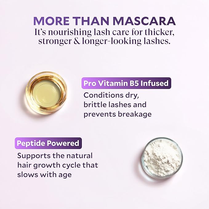 Best for Lash™ Mascara for Women Over 40 – Volumizing, Lengthening & Lifting Peptide Mascara with Vitamin B5 – Smudge-Proof, Flake-Resistant, Gentle Washable Formula, Black