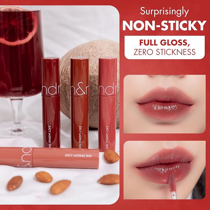 rom&nd Juicy Lasting Tint #17 Plum Coke - K-Beauty Long-Wear Glossy Lip Stain for Cool Tones, Hydrating & Non-Sticky Deep Berry Plum