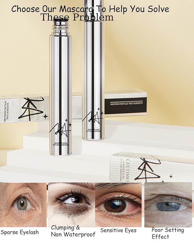 Mascara for Older Women 60 Plus,2 Pcs Black Brown Waterproof Volumizing Prime Mascara for Mature Women Volume and Length Long Lasting with Thinning Lashes Hypoallergenic Eyelash Makeup Sensitive Eyes