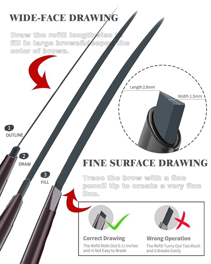 Berinist Waterproof Eye Brow Pencils for Women, 6Pcs Double-ended Grey Eyebrow Pencil with Razor Kit, Triangular Tip Design Makes it Easier to Define and Fill in Brows for a Natural Look
