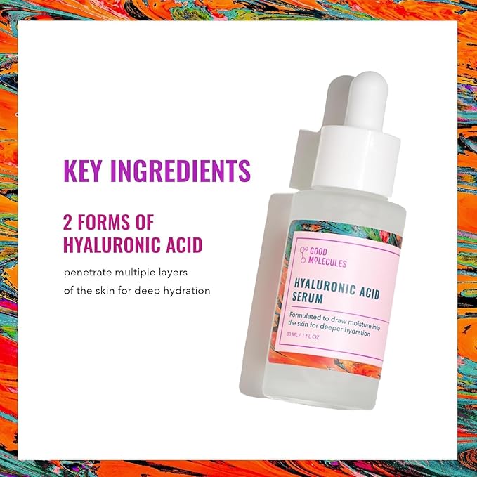 Good Molecules Hyaluronic Acid Serum Pack 2 – 30 ml Each | 1% Hyaluronic Acid, Non-Greasy Ultra Hydrating Serum, Facial Moisturizer for Plumper Skin, Skin Care for Face