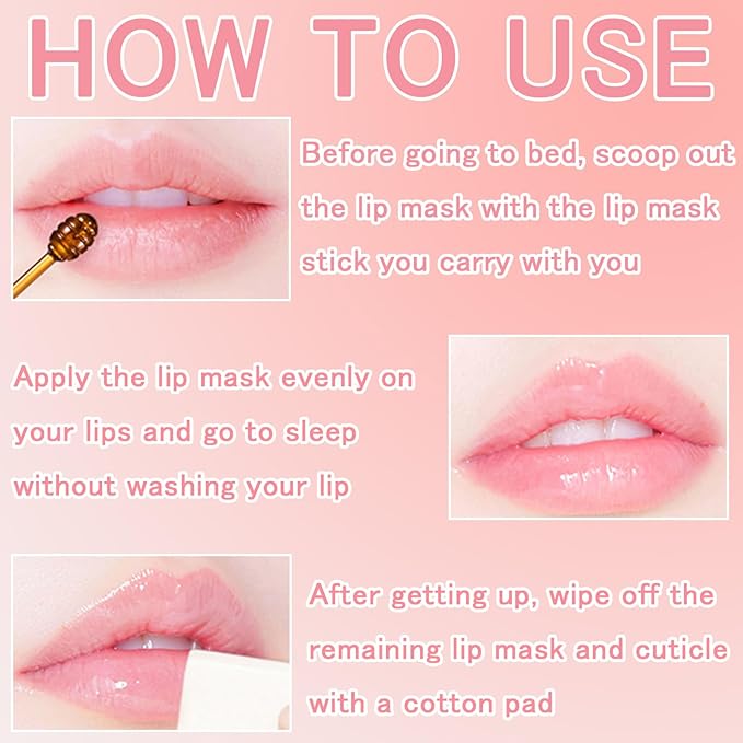 9 PCS Bee Lip Balm Honey Pot, Strawberry Watermelon Cherry Coconut Peach Mint Grape Vanilla, Honey Lip Balm Bulk with Stick, Lip Mask Overnight Hydrating for Dry and Crack