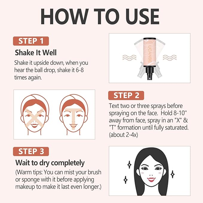 UCANBEMAKEUP Long Lasting Makeup Setting Spray Kit - 3.38 Fl oz Super Matte Finish Setting Mist Lightweight Face Make up Fixer for Oily Skin + 1PC Sponge Puff + 1PC Powder Puff