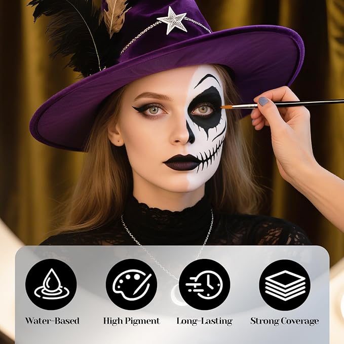 Gold Face Paint 70ml - Royal Gold Water-Based Body Paint for Creative SFX Makeup - Non-Toxic High-Pigment Face Body Paint for Adults Halloween SFX Cosplay Makeup, Theater, Stage shows