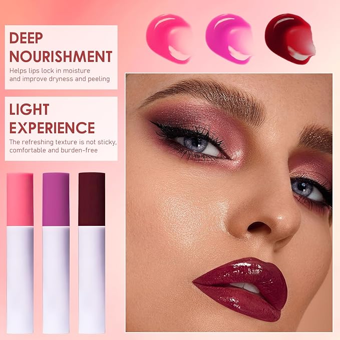 Lips Staining Lip Oil, Lips Staining Long-Lasting Waterproof Moisturizing Lip Oil, Dynamic Finish that Goes on Glossy and Leaves a Stain, Non-Sticky Lip Glow Makeup (Lucky Lotus)