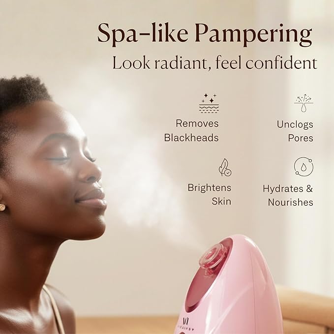VogueNow Facial Steamer Spa Kit with Complimentary 15 Skin Care Tools | Face Steamer for Facial Deep Cleaning with Humidifier Mode | Self Care Gifts for Women, Spa Gifts, Birthday Gifts for Women
