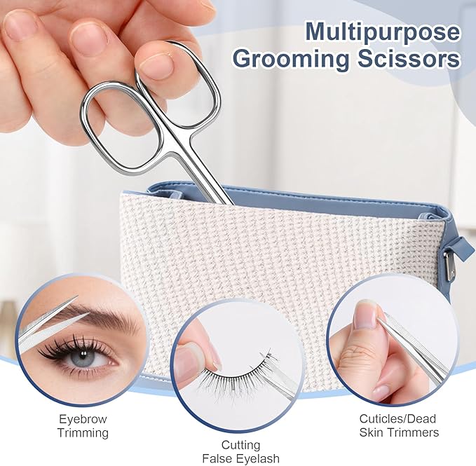 ESVIENS Cuticle Scissors, Extra Fine Curved Nail Scissors for Men Women, Professional Small Grooming Scissor for Eyebrow, Eyelash, Manicure and Pedicure (Silver)