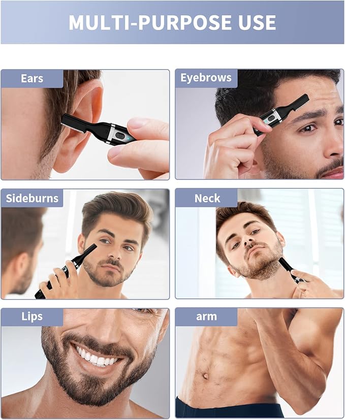 Dapsang Eyebrow Trimmer, Electric Eyebrow Razor for Women Men, Rechargeable Painless LED Light Facial Hair Shaver Remover with Rinseable Blade for Face Lips Neck Leg