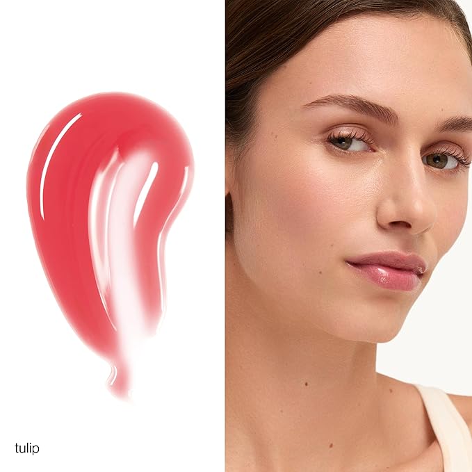 goop Beauty Hydra-Barrier Gel Gloss | Hydrating Lip Gloss to Moisturize & Plump Lips | Hyaluronic Acid & Vitamin E | Tulip - Sheer Hot Pink | 0.13 oz