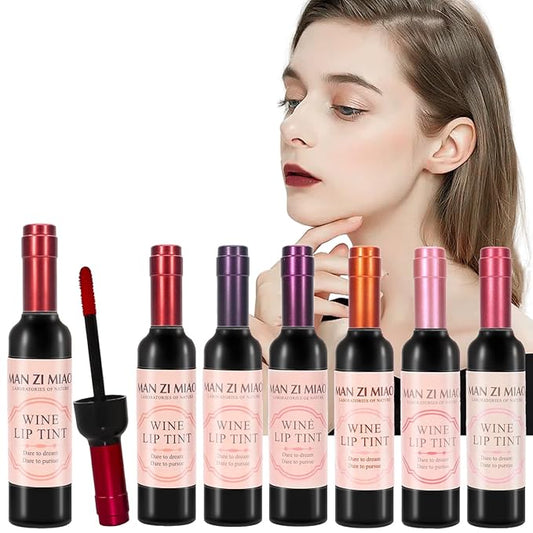 Wine Lip Tint 6 Colors, Waterproof Matte Long Lasting Lip Stain 24 hour, Non-stick Matte Liquid Lipstick, 6 Pcs Wine Bottle Lip Tint Stain, Mini Makeup Christmas Gift Sets for Girlfriends, Women, Moms