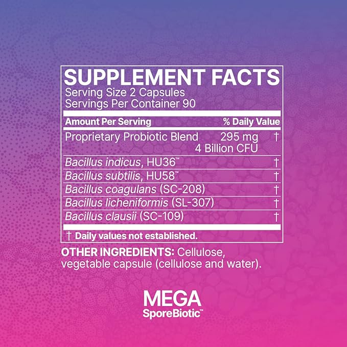 Microbiome Labs MegaSporeBiotic Probiotics for Women & Men - Spore-Based Probiotic for Gut Health & Digestive Support - Shelf-Stable, Travel-Friendly, Mens & Womens Probiotics (180 Capsules)