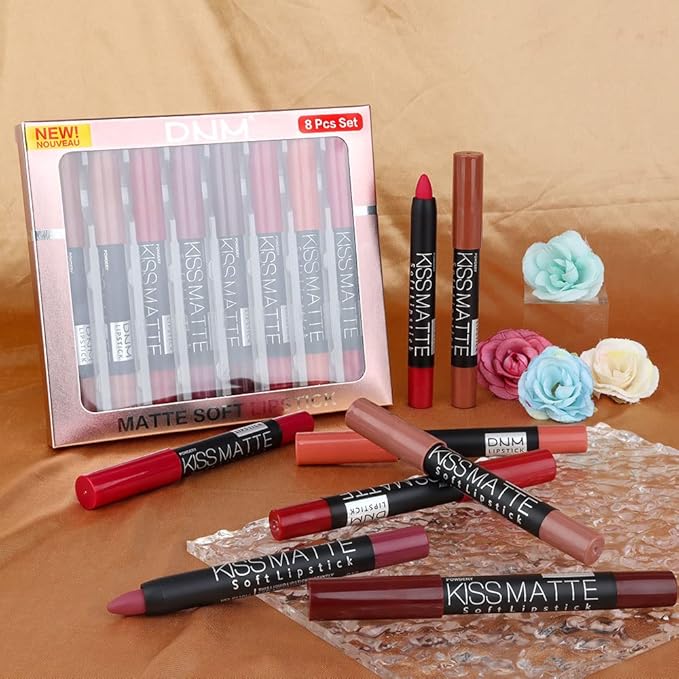 BINGBRUSH 8 Colors Moisture Smooth Longwear Lipstick Pack Set, Matte Color Stick Ultimate Lip Crayon for Makeup Collection - Nourishing Waterproof Velvet Lipgloss Lip Stain (set08)